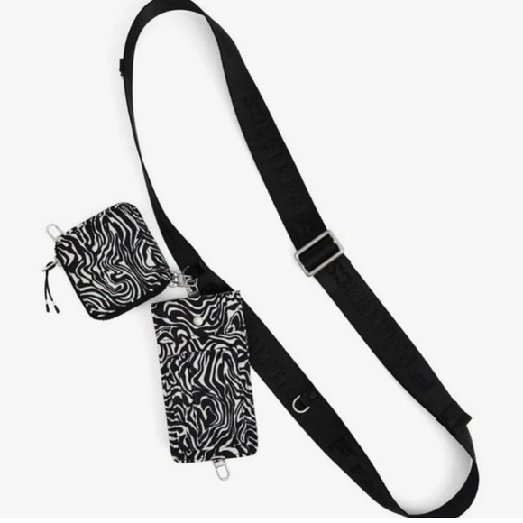 Fabletics Modular Crossbody ClipBag Mini Marbled Zebra Print. Black/ White - Picture 2 of 7